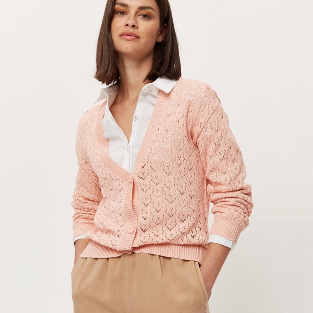 Pink Openwork Cardigan Sweater Set - Picture 7 of 9